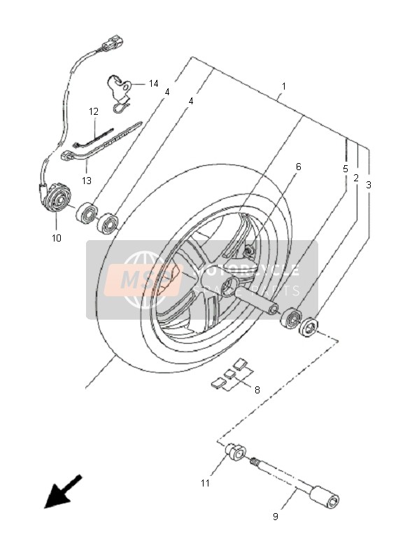 Yamaha VP300 VERSITY 2005 Ruota anteriore per un 2005 Yamaha VP300 VERSITY